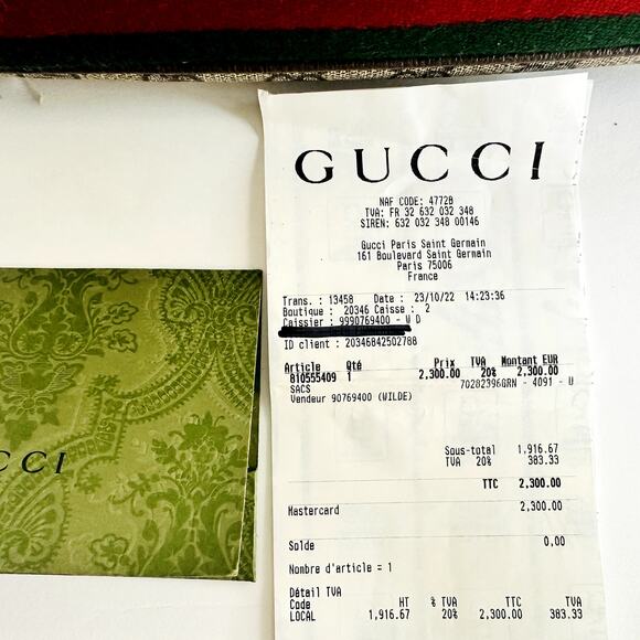 Gucci GG Supreme Monogram Textured Calfskin Web Large Shoulder Bag Beige Ebony - Picture 16 of 16